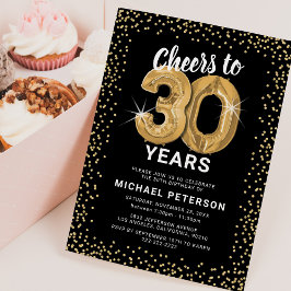 30歳の誕生日ゴールドバルーン招待状 招待状