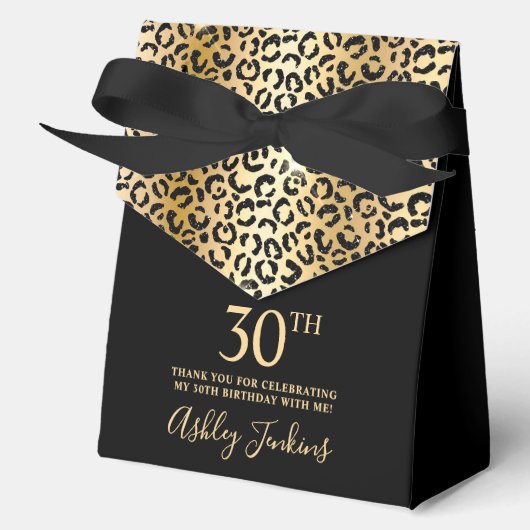 30歳の誕生日ゴールドヒョウ柄のお礼 フェイバーボックス (正面)