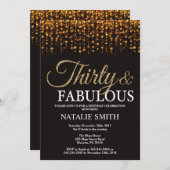 30歳の誕生日サーティー&素晴らしい金ゴールドグリッター 招待状 (正面/裏面)