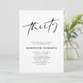 30歳の誕生日シックなスクリプモダントミニマルパーティー 招待状 (スタンド正面)