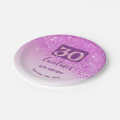 30歳の誕生日シックな落ち着きピンクグリッター ペーパープレート (アングル)