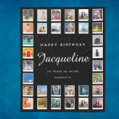 30歳の誕生日シックモダンフォトコラージブラック フリースブランケット