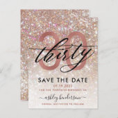30歳の誕生日シック·グリッターの日グラデーション付を保存 案内ポストカード (正面/裏面)