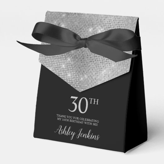 30歳の誕生日シルバーサンクスギフトボックス フェイバーボックス (正面サイド)