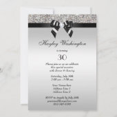 30歳の誕生日シルバーシークインブラックボウダイヤモンド 招待状 (裏面)