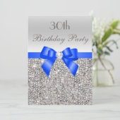 30歳の誕生日シルバーシークイン王室のブルーボウダイヤモンド 招待状 (スタンド正面)