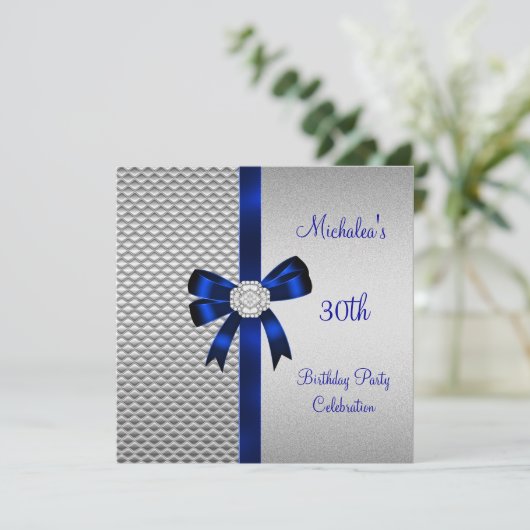 30歳の誕生日シルバータイルブルーダイヤモンドボウ 招待状 (スタンド正面)