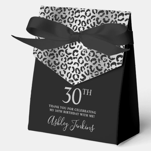 30歳の誕生日シルバーヒョウ柄のお礼ギフト フェイバーボックス (正面)