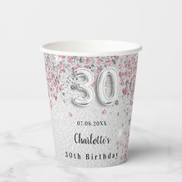 30歳の誕生日シルバーピンクの名前 紙コップ