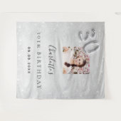 30歳の誕生日シルバー写真グリッターウェルカム タペストリー (正面(横))