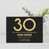 30歳の誕生日シンプルなタイポグラフィーの誕生日パーティー 招待状 (スタンド正面)