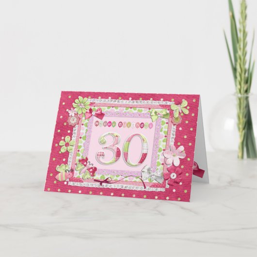 30歳の誕生日スクラップブック作りスタイル カード (正面)