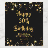 30歳の誕生日スタイリッシュブラック金ゴールド星名 ワインラベル (シングルラベル)
