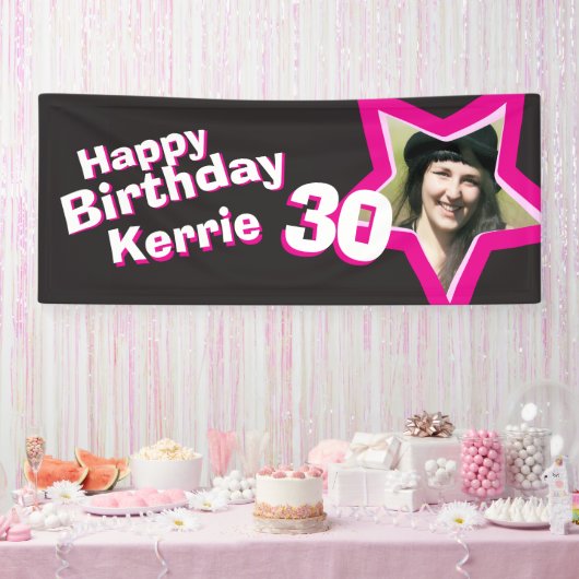 30歳の誕生日スターカスタムフォトバナー 横断幕 (パーティー)