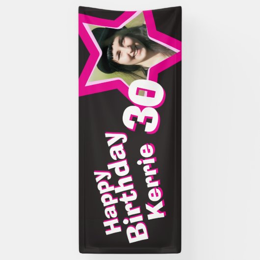 30歳の誕生日スターカスタムフォトバナー 横断幕 (縦)