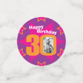 30歳の誕生日スターピンクのオレンジ色の紙紙吹雪 コンフェッティ (スモール正面)