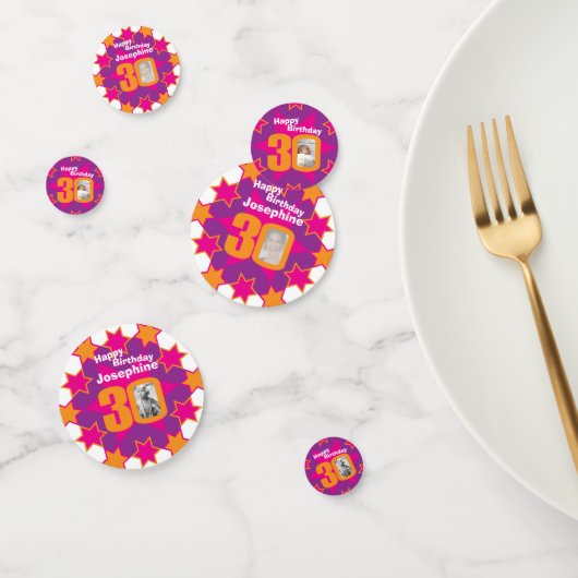 30歳の誕生日スターピンクのオレンジ色の紙紙吹雪 コンフェッティ (グループ)