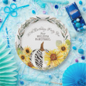 30歳の誕生日ゼブラ素朴カボチャとヒマワリ ペーパープレート (パーティー)