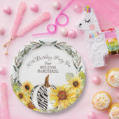 30歳の誕生日ゼブラ素朴カボチャとヒマワリ ペーパープレート (パーティー)