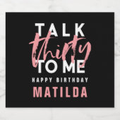 30歳の誕生日タイポグラフィガーリーピンクコンテンポラリー色 スパークリングワインラベル (シングルラベル)