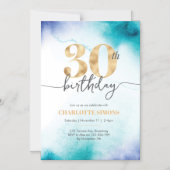 30歳の誕生日ターコイズ磁気招待状 マグネット招待状 (正面)