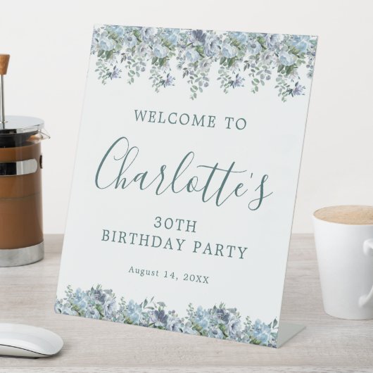 30歳の誕生日ダスティブルーフローラへようこそ 台座サイン (インサイチュ)