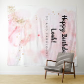 30歳の誕生日デコール、ピンクと金ゴールド背景 タペストリー (インサイチュ(横))