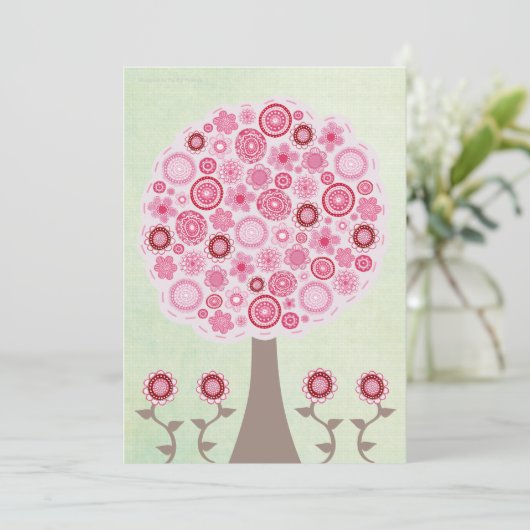 30歳の誕生日デザイナーピンクツリー招待状 招待状 (スタンド正面)