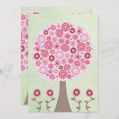 30歳の誕生日デザイナーピンクツリー招待状 招待状 (正面/裏面)