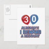 30歳の誕生日デザイン ポストカード (正面/裏面)