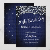 30歳の誕生日デニムダイヤモンドジェムダイヤモンド 招待状 (正面/裏面)