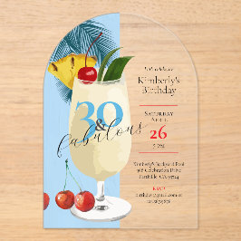 30歳の誕生日トロピカルブルーピナコラダカクテル アクリル招待状