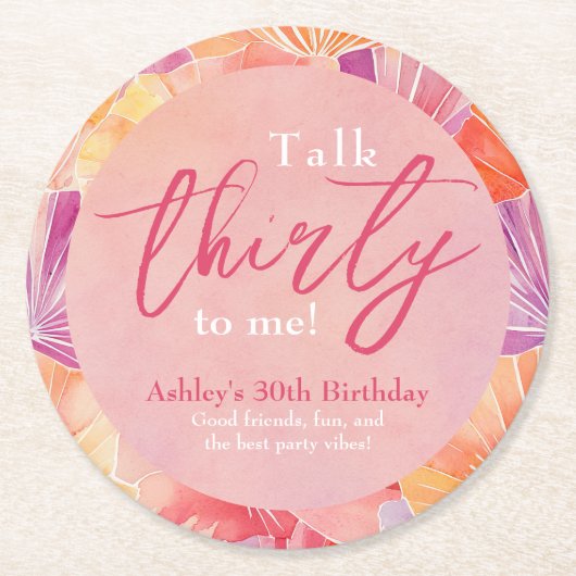 30歳の誕生日トーク30歳 ラウンドペーパーコースター (正面)