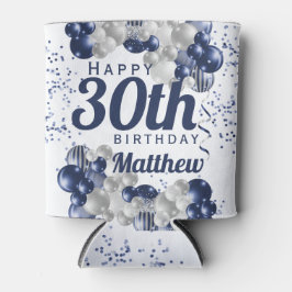 30歳の誕生日ネイビーバルーン 缶クーラー
