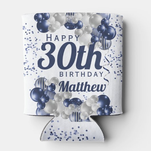 30歳の誕生日ネイビーバルーン 缶クーラー (裏面)