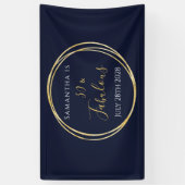 30歳の誕生日ネイビー金ゴールド誕生会 横断幕 (縦)