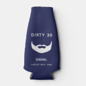 30歳の誕生日ネイビー青い白ひげ男性おもしろい ボトルクーラー (正面)