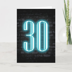 30歳の誕生日ネオンサインが入るレンガ カード