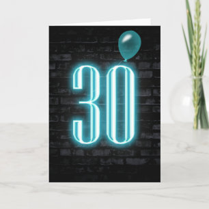 30歳の誕生日ネオンサインが入るレンガ カード