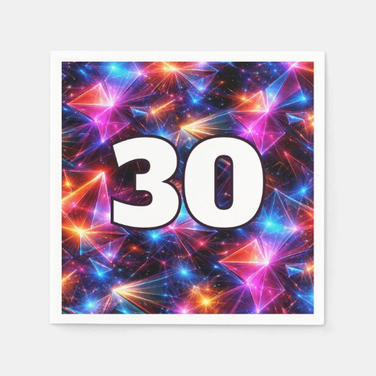 30歳の誕生日ネオンポリゴン抽象画  スタンダードカクテルナプキン (正面)