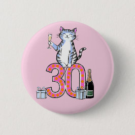30歳の誕生日ネコの祝い 30歳 三十歳 缶バッジ