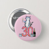 30歳の誕生日ネコの祝い 30歳 三十歳 缶バッジ (正面&裏面)