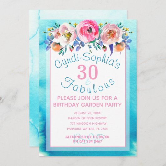 30歳の誕生日ハイティーガーデンパーティー 招待状 (正面/裏面)