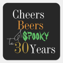 30歳の誕生日ハロウィンパーティーの乾杯ビール スプーキーパーティー スクエアシール