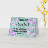 30歳の誕生日バタフライ水色ブルーピンク カード (黄色い花)