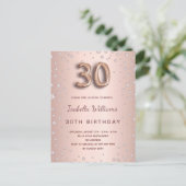 30歳の誕生日バラ金ゴールドエレガント ポストカード (スタンド正面)