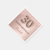 30歳の誕生日バラ金ゴールドグリッターピンクバルーンスタイル スタンダードカクテルナプキン (角)