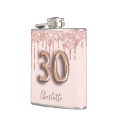 30歳の誕生日バラ金ゴールドグリッターピンクモノグラムグラム フラスク (左)