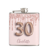 30歳の誕生日バラ金ゴールドグリッターピンクモノグラムグラム フラスク (正面)