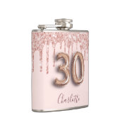 30歳の誕生日バラ金ゴールドグリッターピンクモノグラムグラム フラスク (右)